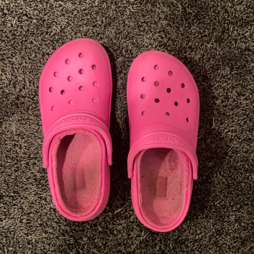 Pink fleece lined Crocs